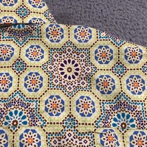 Robert Graham Shirt Adult 2XL Big Yellow Geometric Print Short Sleeve Button Up